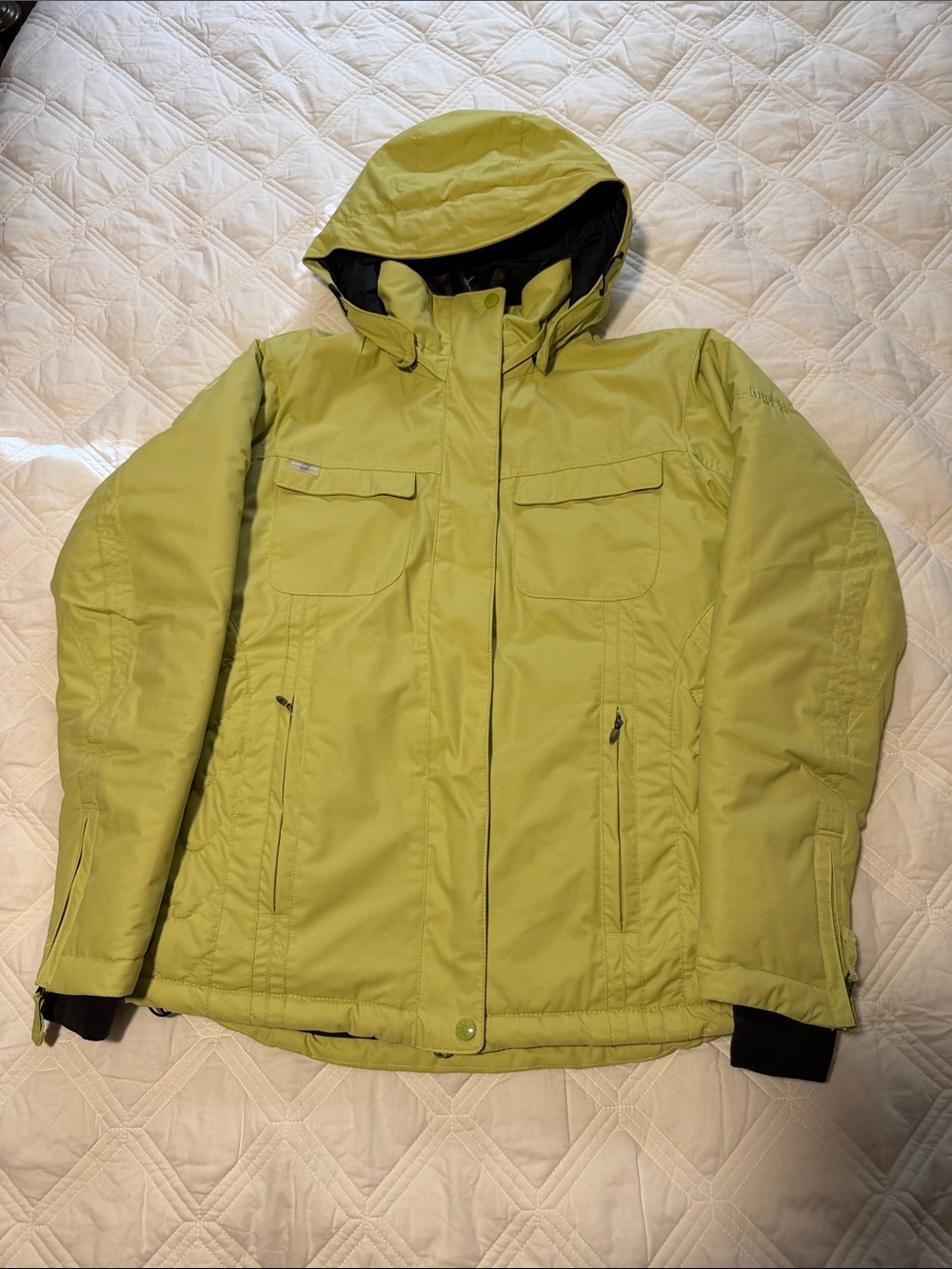 Columbia X.C.O. Lime Green Insulated Ski Jacket Hooded Sz S SL4098